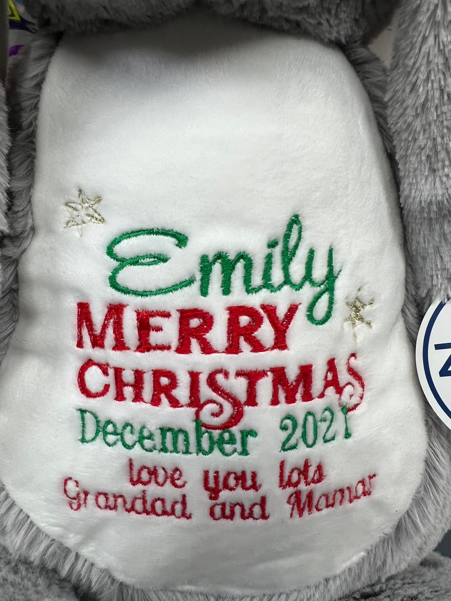 Personalised Embroidered Grey Bunny Teddy – Birth Block, Name or Custom Message | 45cm