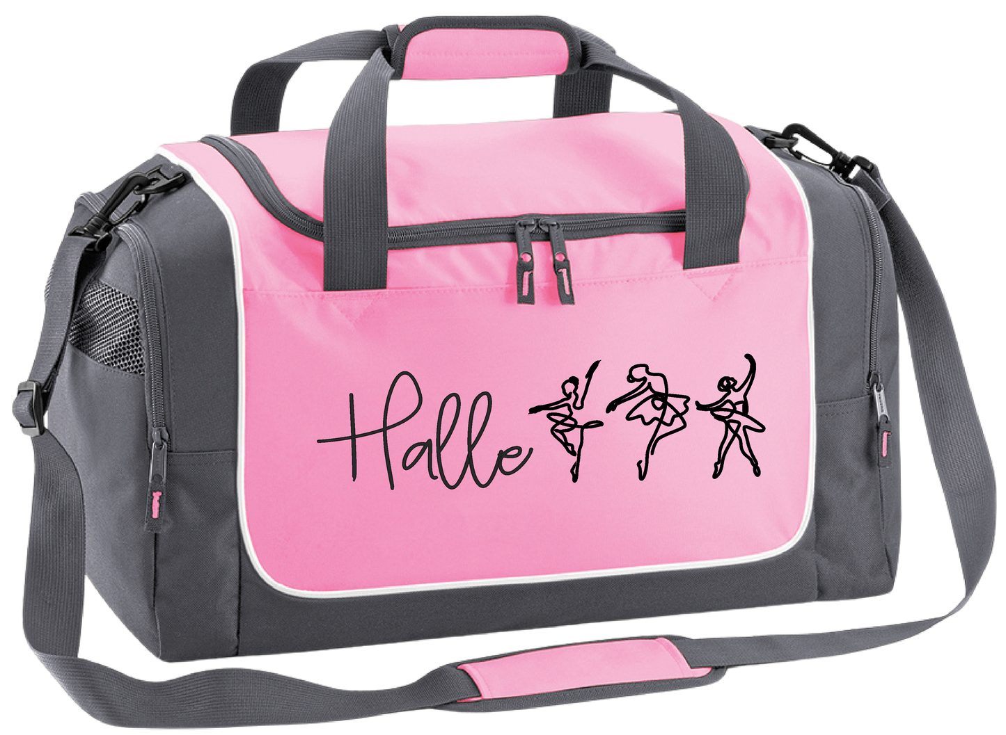 Personalised Ballerina Dance Bag – Line Art Design with Name – Custom Gym Holdall