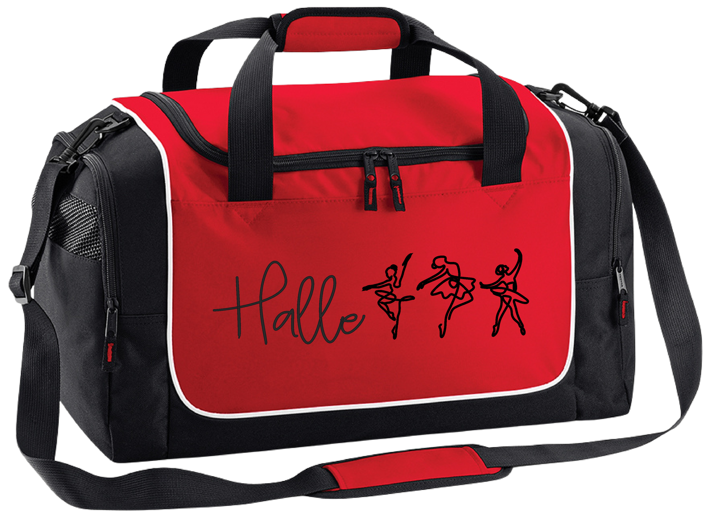 Personalised Ballerina Dance Bag – Line Art Design with Name – Custom Gym Holdall