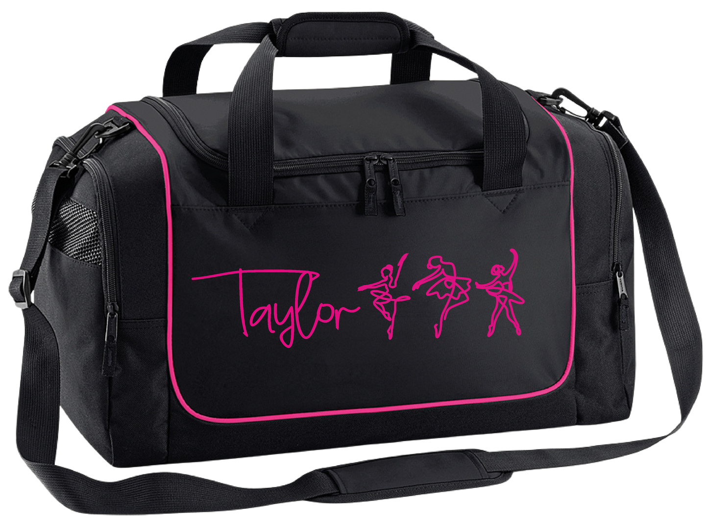 Personalised Ballerina Dance Bag – Line Art Design with Name – Custom Gym Holdall