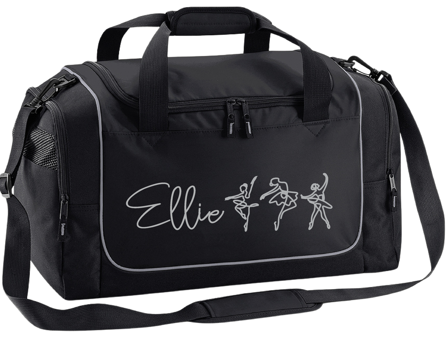 Personalised Ballerina Dance Bag – Line Art Design with Name – Custom Gym Holdall