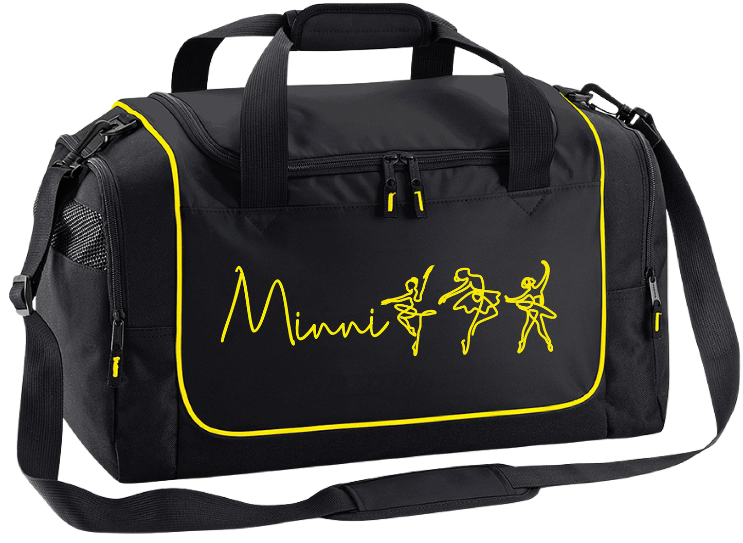 Personalised Ballerina Dance Bag – Line Art Design with Name – Custom Gym Holdall
