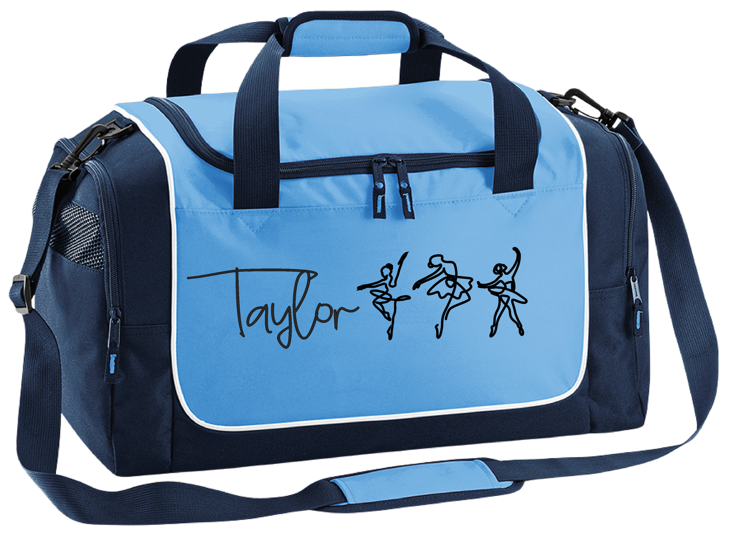 Personalised Ballerina Dance Bag – Line Art Design with Name – Custom Gym Holdall