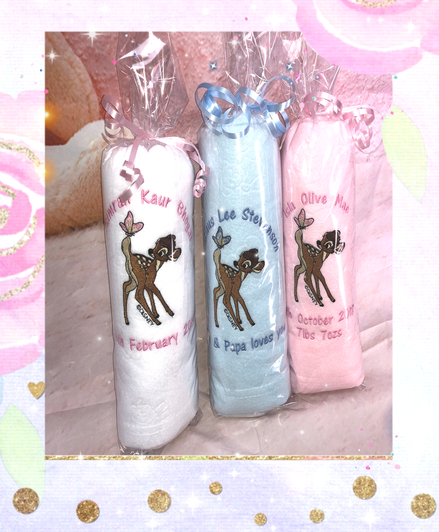 Personalised Fleece Bambi Baby Blanket – 100cm x 70cm