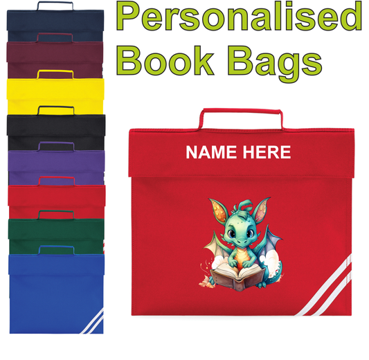 Personalised Reading Book Bag inc Character & Name - Dragon