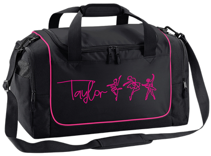 Personalised Ballerina Dance Bag – Line Art Design with Name – Custom Gym Holdall