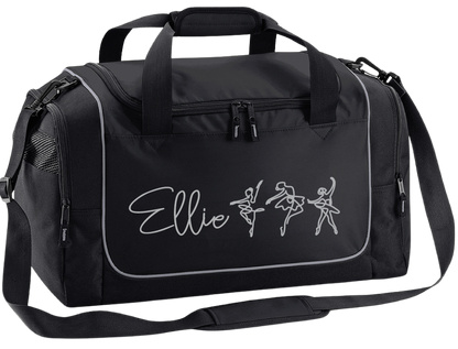 Personalised Ballerina Dance Bag – Line Art Design with Name – Custom Gym Holdall