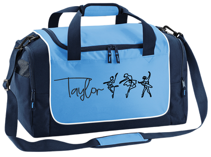 Personalised Ballerina Dance Bag – Line Art Design with Name – Custom Gym Holdall