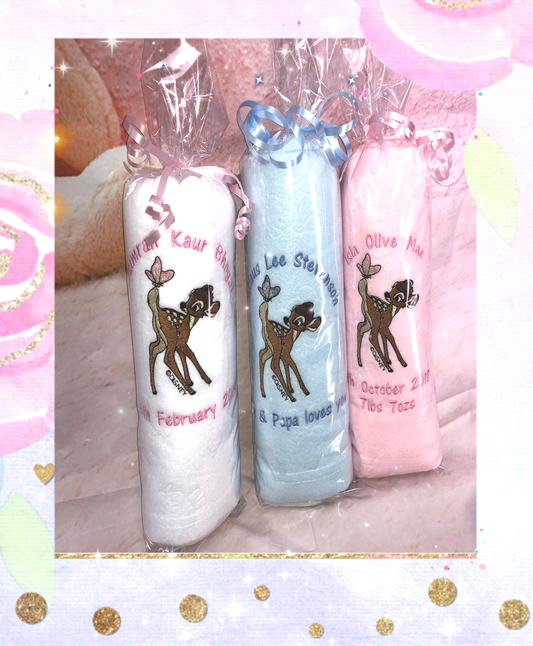 Personalised Fleece Bambi Baby Blanket – 100cm x 70cm