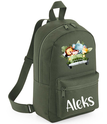 Personalised Safari Backpack with Name - Holiday, Nursery, School Bag